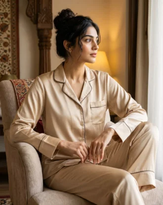 The Rouge Satin PJ Set - Champagne