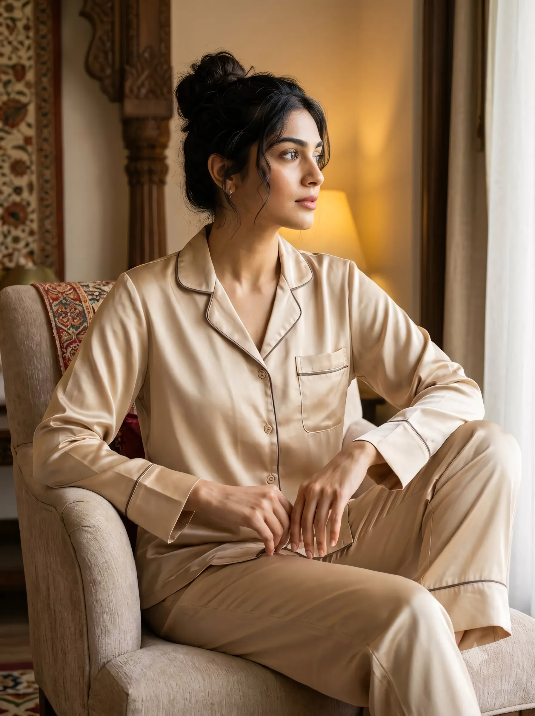 The Rouge Satin PJ Set - Champagne