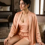 camisole + shorts + robe combo - Coral