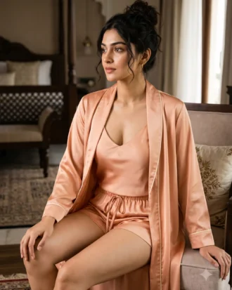 camisole + shorts + robe combo - Coral