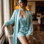 camisole + shorts + robe combo - Sweet Peach