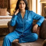The Rouge Satin PJ Set - Scuba Blue