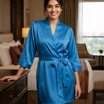 Premium Satin robe - Scuba Blue