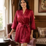Premium Satin robe - Crimson/Cranberry