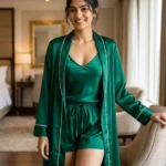 camisole + shorts + robe combo - Emerald