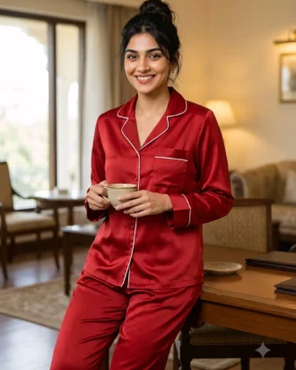 The Rouge Satin PJ Set - Red