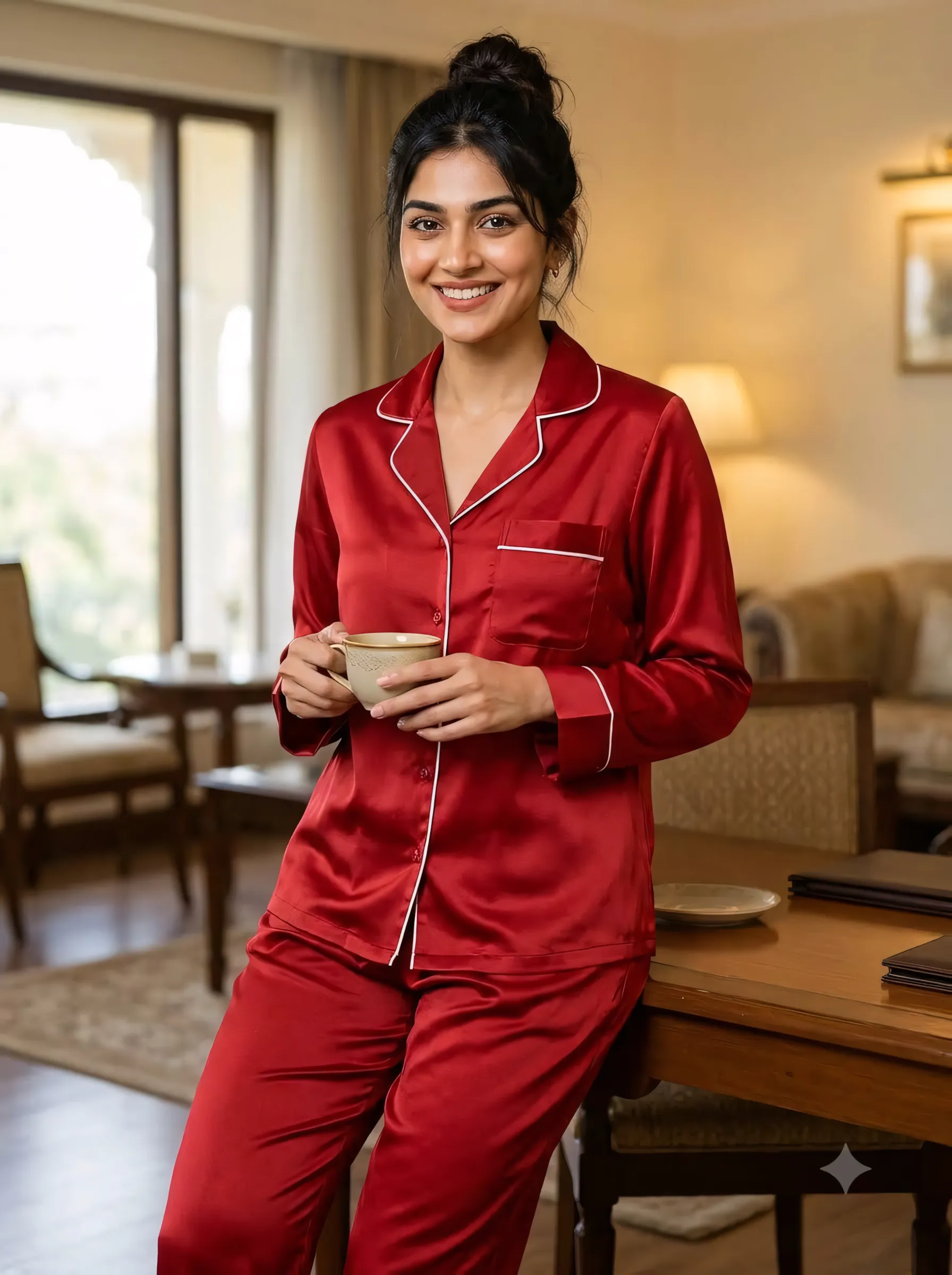 The Rouge Satin PJ Set - Red
