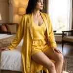 camisole + shorts + robe combo - Sunny Yellow