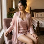 camisole + shorts + robe combo - Strawberry Ice