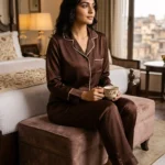 The Rouge Satin PJ Set - Chocolate