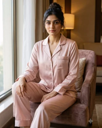 The Rouge Satin PJ Set - Blush