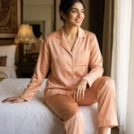 The Rouge Satin PJ Set - Sweet Peach
