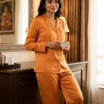 The Rouge Satin PJ Set - Tangerine