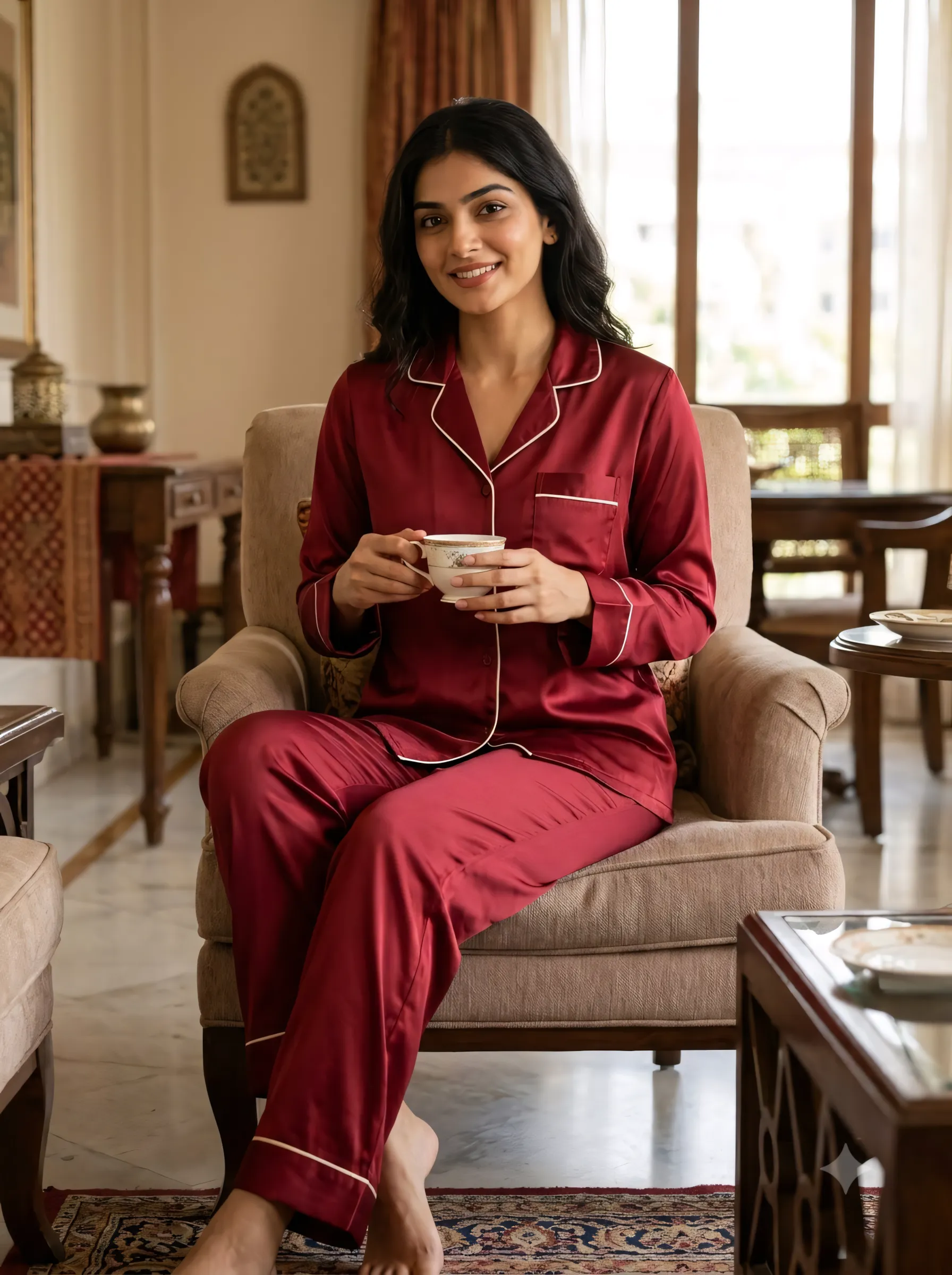 The Rouge Satin PJ Set - Crimson/Cranberry