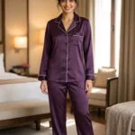 The Rouge Satin PJ Set - Eggplant/Aubergine
