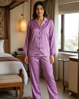 The Rouge Satin PJ Set - Lavender
