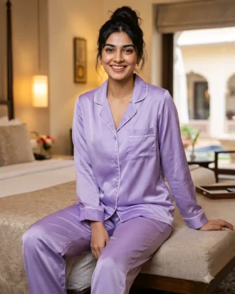 The Rouge Satin PJ Set - Orchid
