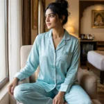 The Rouge Satin PJ Set - Aqua