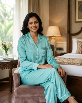 The Rouge Satin PJ Set - Mint