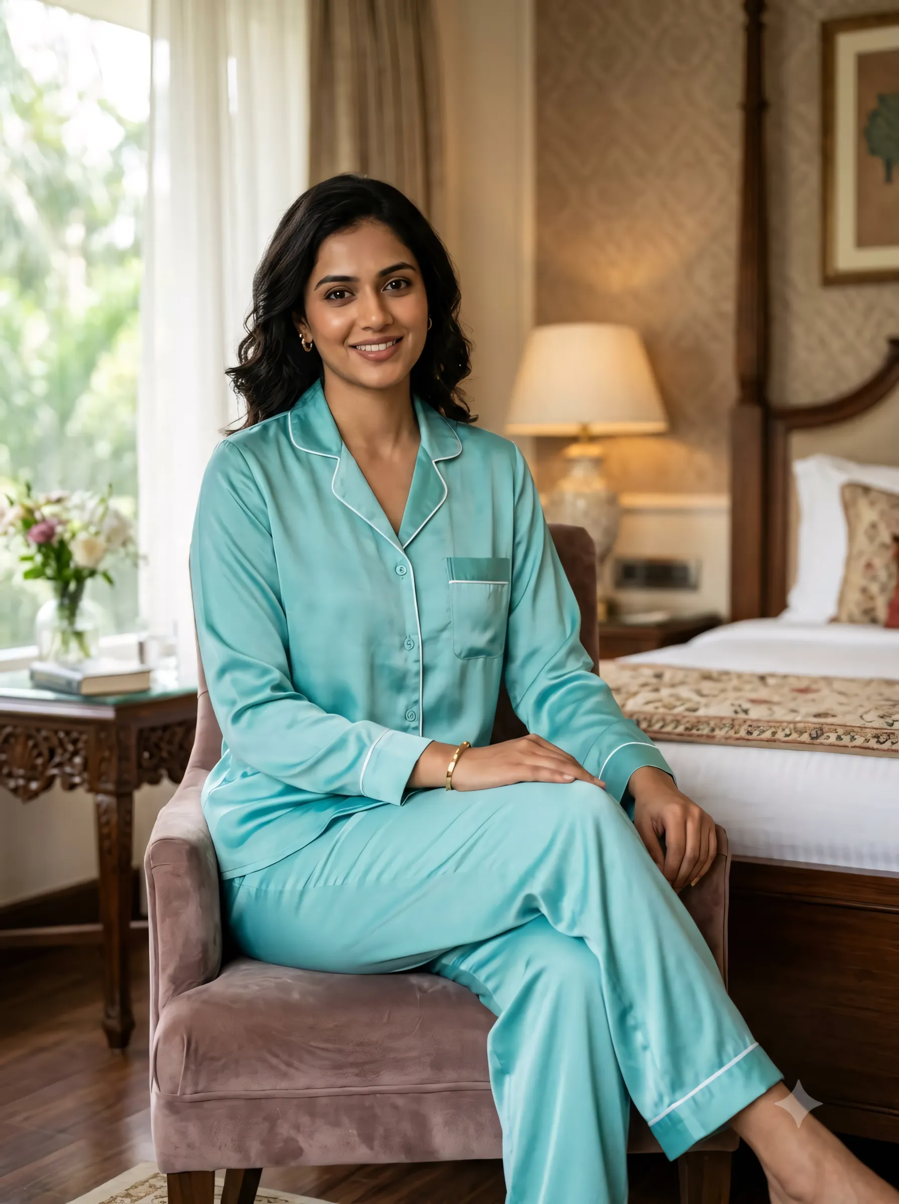 The Rouge Satin PJ Set - Mint