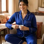 The Rouge Satin PJ Set - Deep Royal