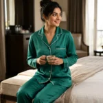 The Rouge Satin PJ Set - Emerald