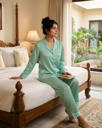 The Rouge Satin PJ Set - Sage