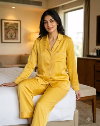 The Rouge Satin PJ Set - Sunny Yellow