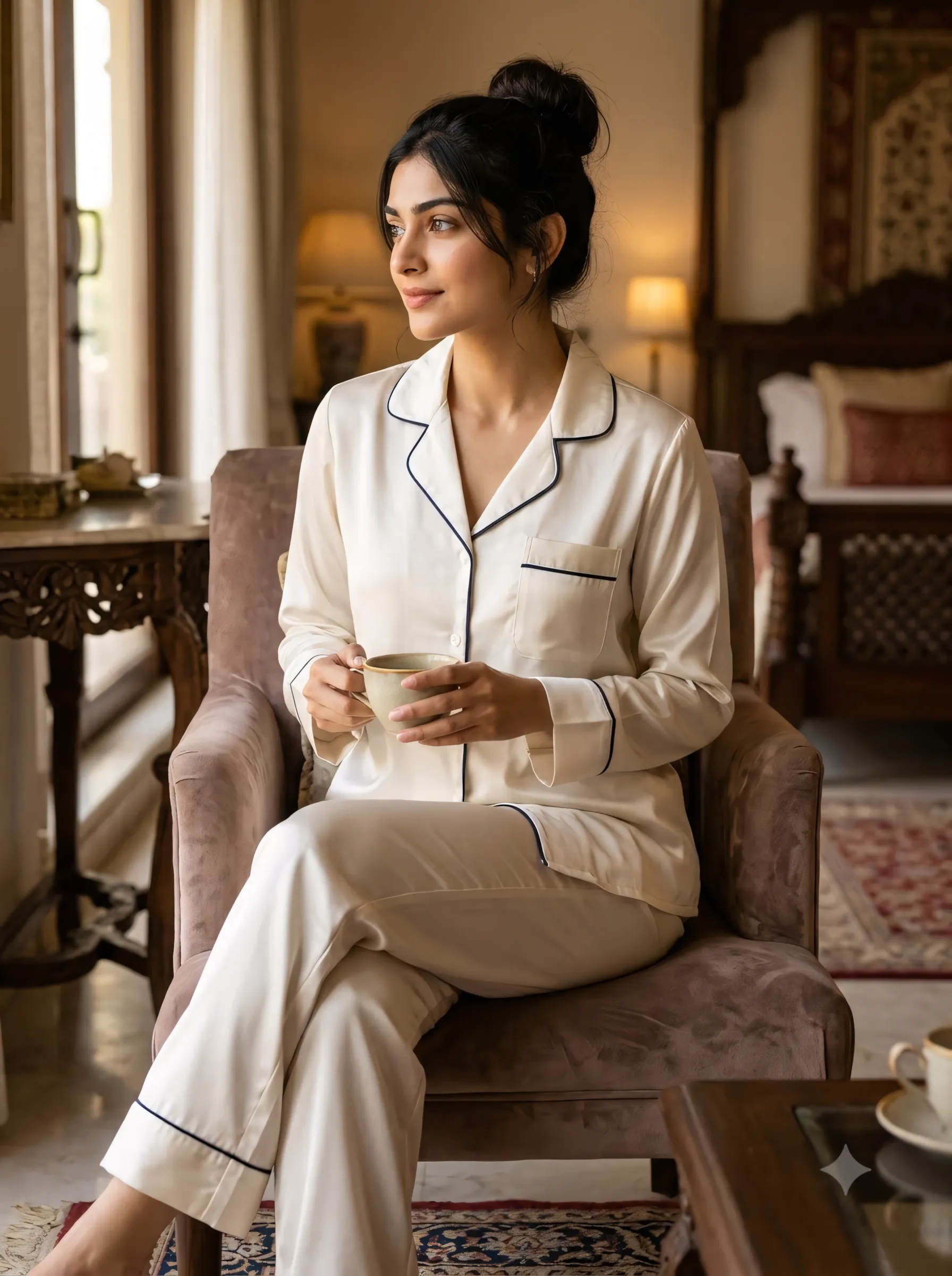The Rouge Satin PJ Set - White