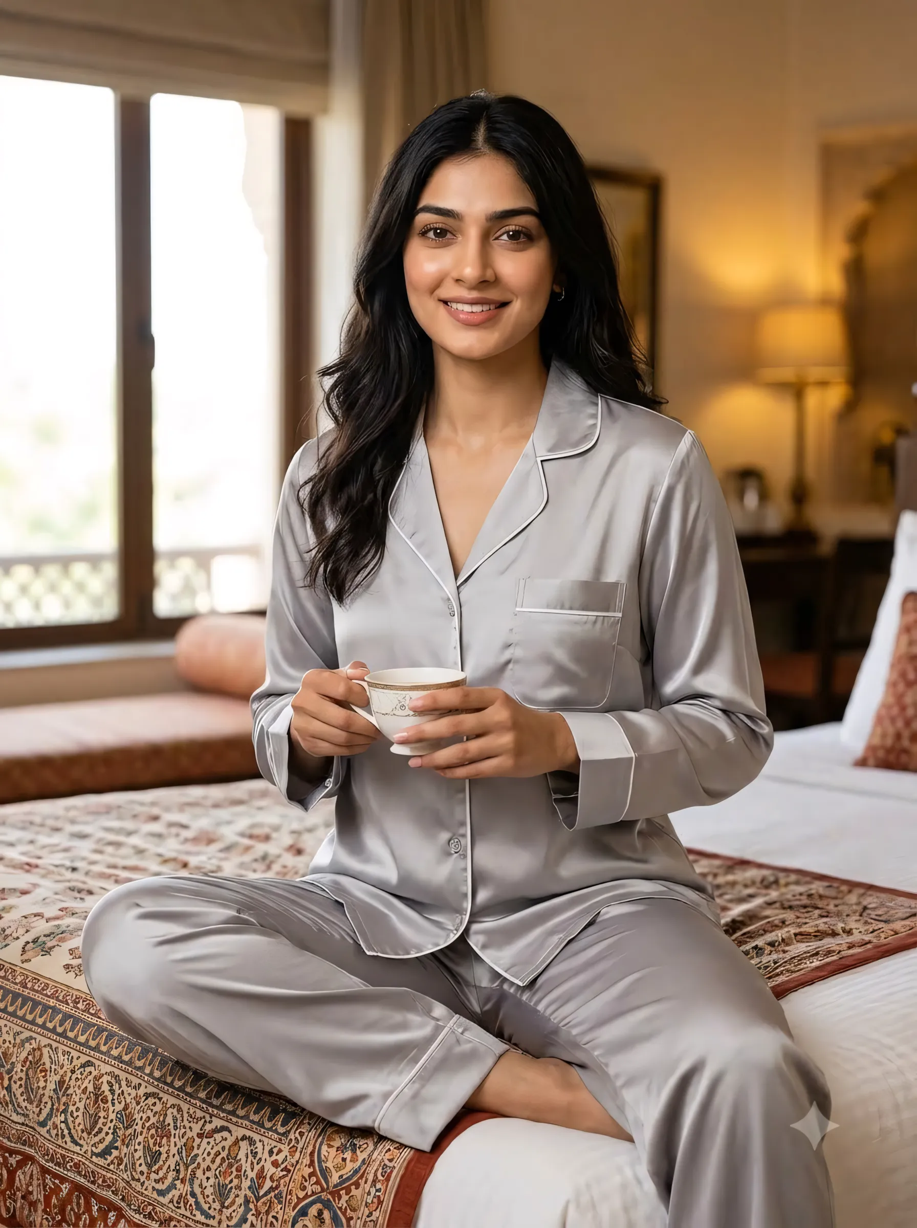 The Rouge Satin PJ Set - Silver