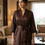 Premium Satin robe - Chocolate