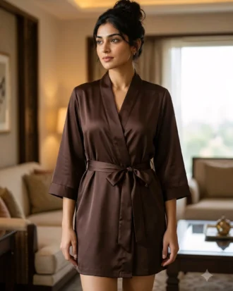 Premium Satin robe - Chocolate