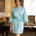 Premium Satin robe - Aqua