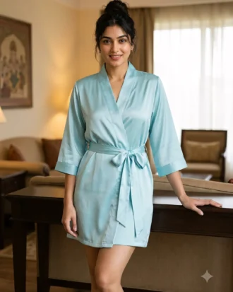 Premium Satin robe - Aqua