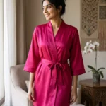 Premium Satin robe - Fuchsia
