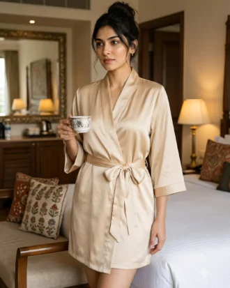 Premium Satin robe - Champagne