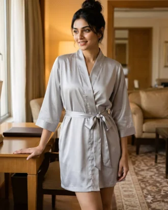 Premium Satin robe - Silver