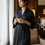 Premium Satin robe - Black