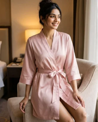 Premium Satin robe - Blush