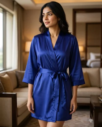 Premium Satin robe - Deep Royal