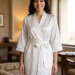 Premium Satin robe - White