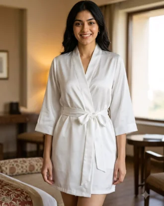 Premium Satin robe - White