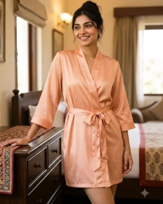 Premium Satin robe - Sweet Peach