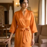 Premium Satin robe - Tangerine