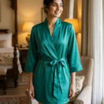 Premium Satin robe - Emerald