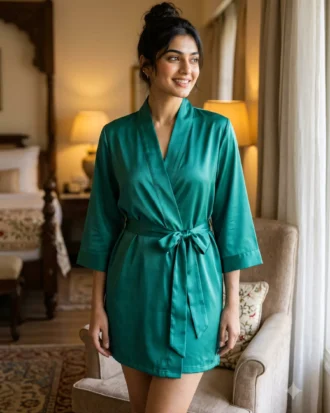Premium Satin robe - Emerald