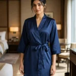 Premium Satin robe - Navy