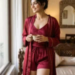 camisole + shorts + robe combo - Turquoise