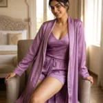 camisole + shorts + robe combo - Orchid