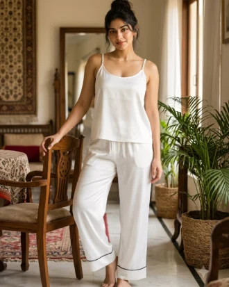 camisole + pants combo - White
